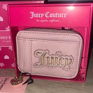 New Juicy Dusty Blush Wallet, bling zip, Liquid Gold Logo, 3 card holder